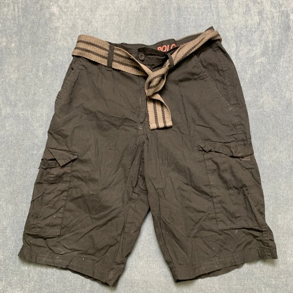 Beverly Hills Polo Club Cargo Shorts Mens 30 Black Cotton Stretch Hiking Outdoor